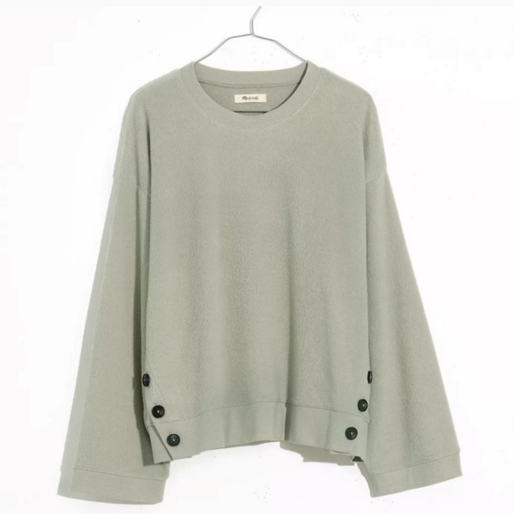 Madewell (Re)sourced Side Button Relaxed Sweatshirt Faded‎ Seagrass Size Medium